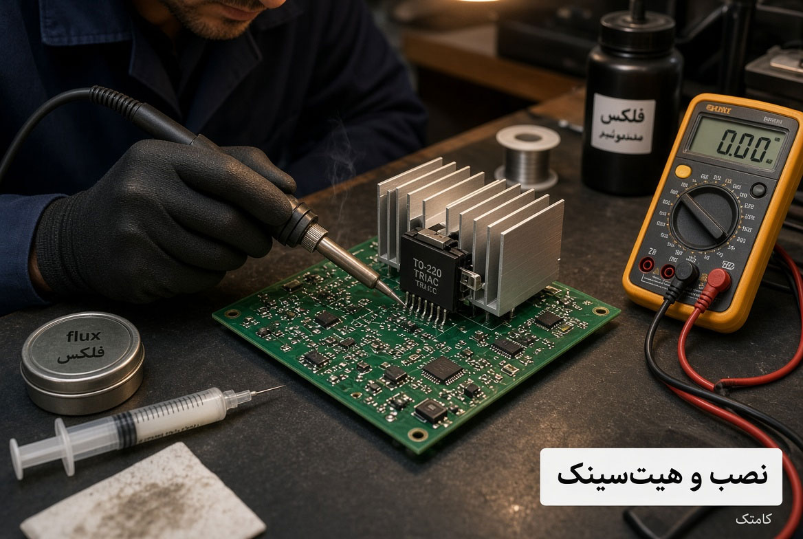 لحیمکاری ترایاک و نصب هیتسینک