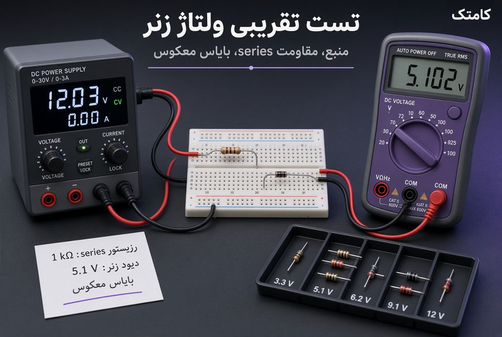 اندازهگیری ولتاژ زنر با مقاومت سری