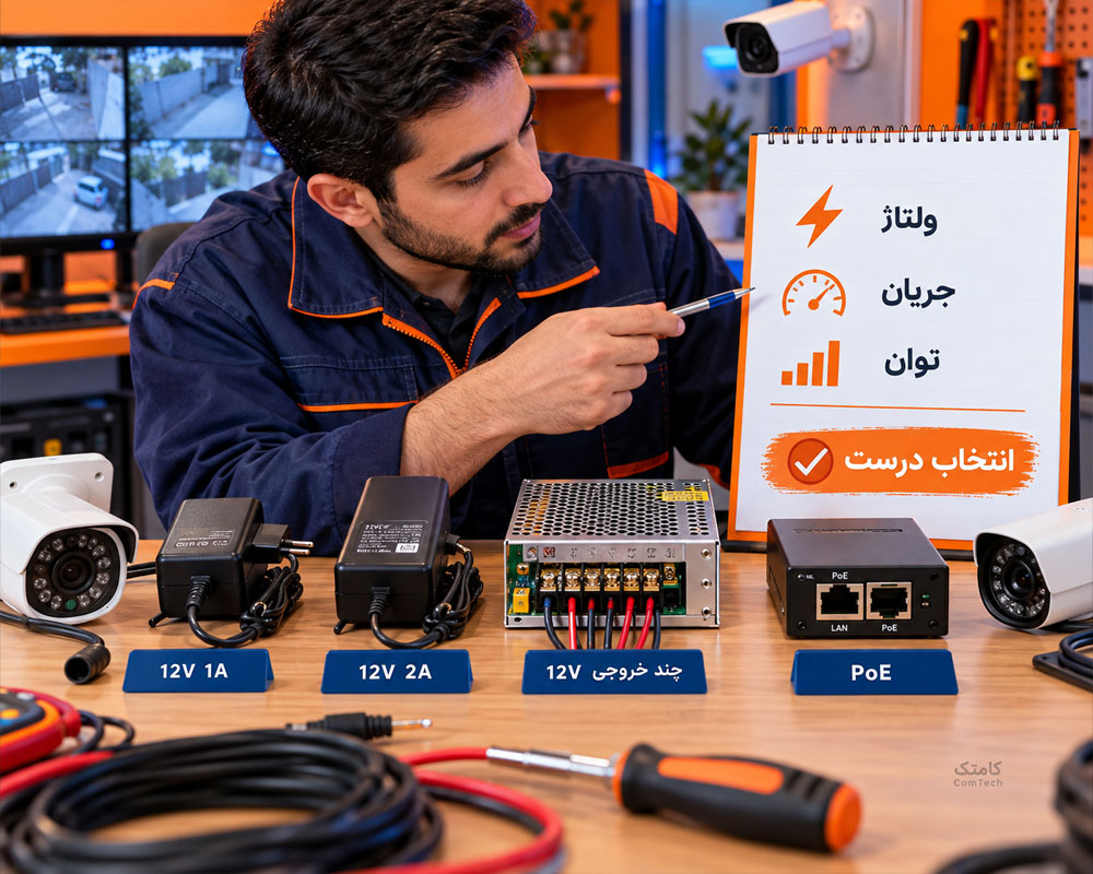 انتخاب منبع تغذیه دوربین