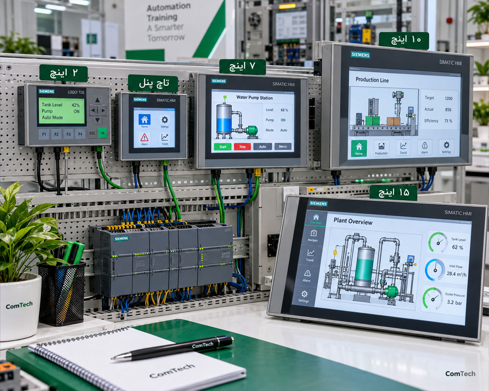 مقایسه اندازه پنلهای HMI صنعتی