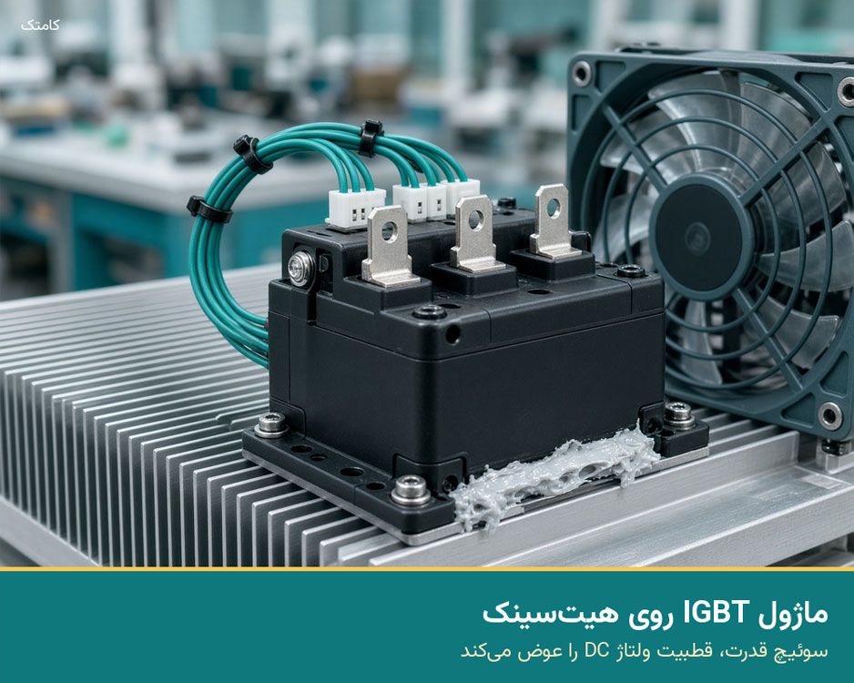 ماژول IGBT روی هیتسینک در طبقه قدرت اینورتر