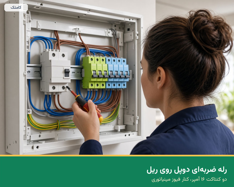 رله ضربهای دوپل کنار فیوز مینیاتوری در تابلو