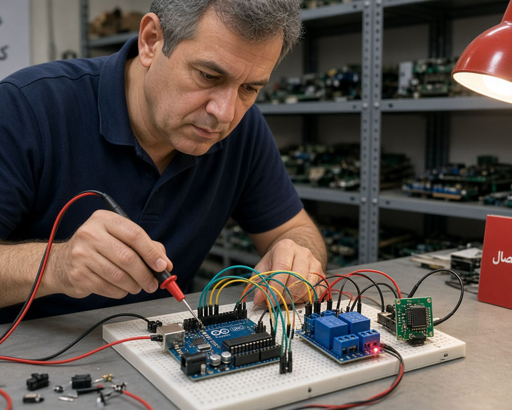 عیبیابی اتصال ماژول الکترونیکی روی بردبورد با مولتیمتر
