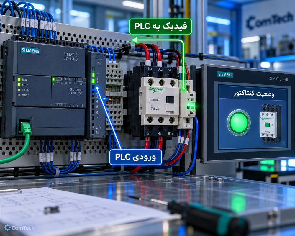 فیدبک کنتاکتور به PLC