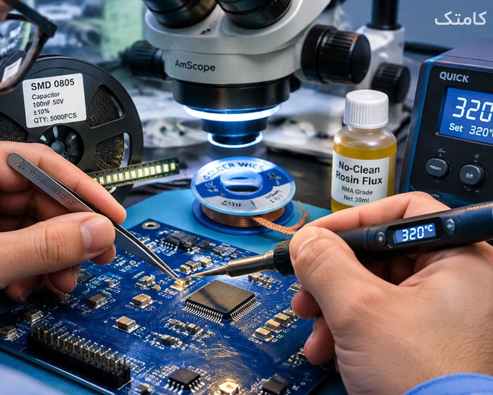 مونتاژ و لحیم‌کاری قطعات SMD روی برد الکترونیکی