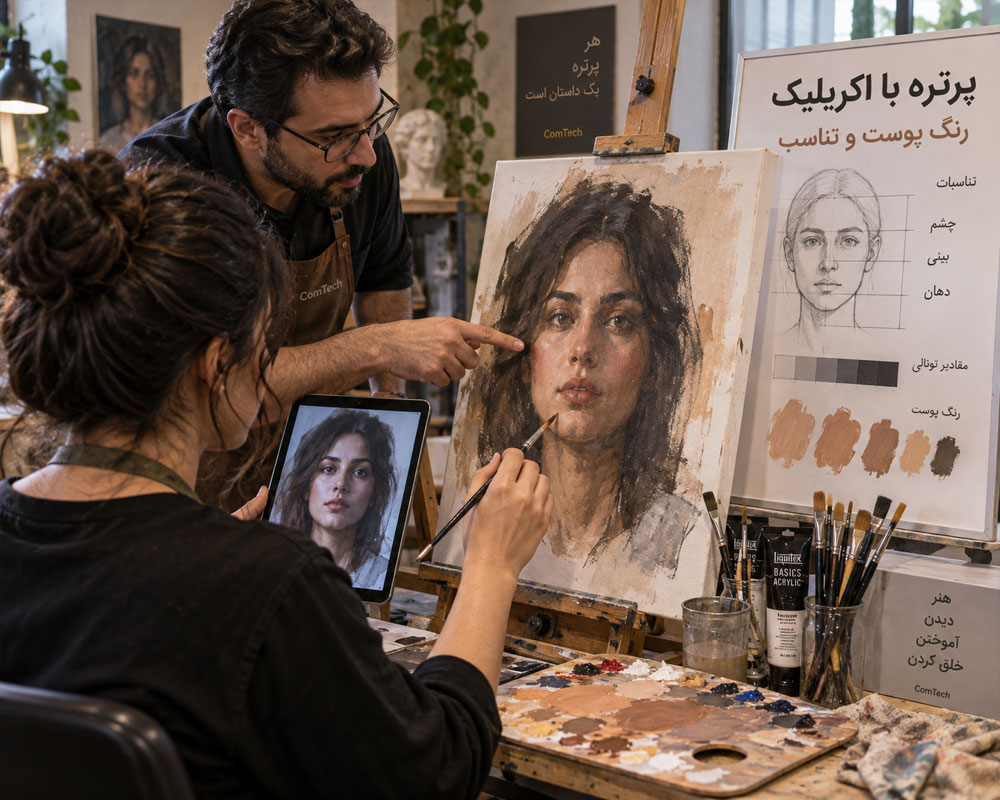 آموزش پرتره با اکریلیک