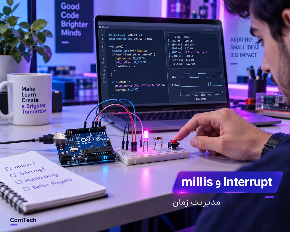 آموزش millis و Interrupt آردوینو