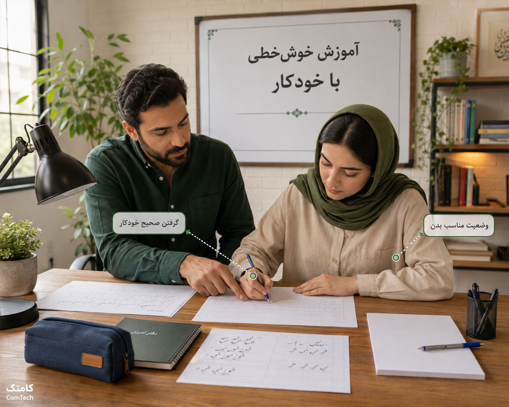 آموزش خوشنویسی با خودکار و قلم نی از صفر