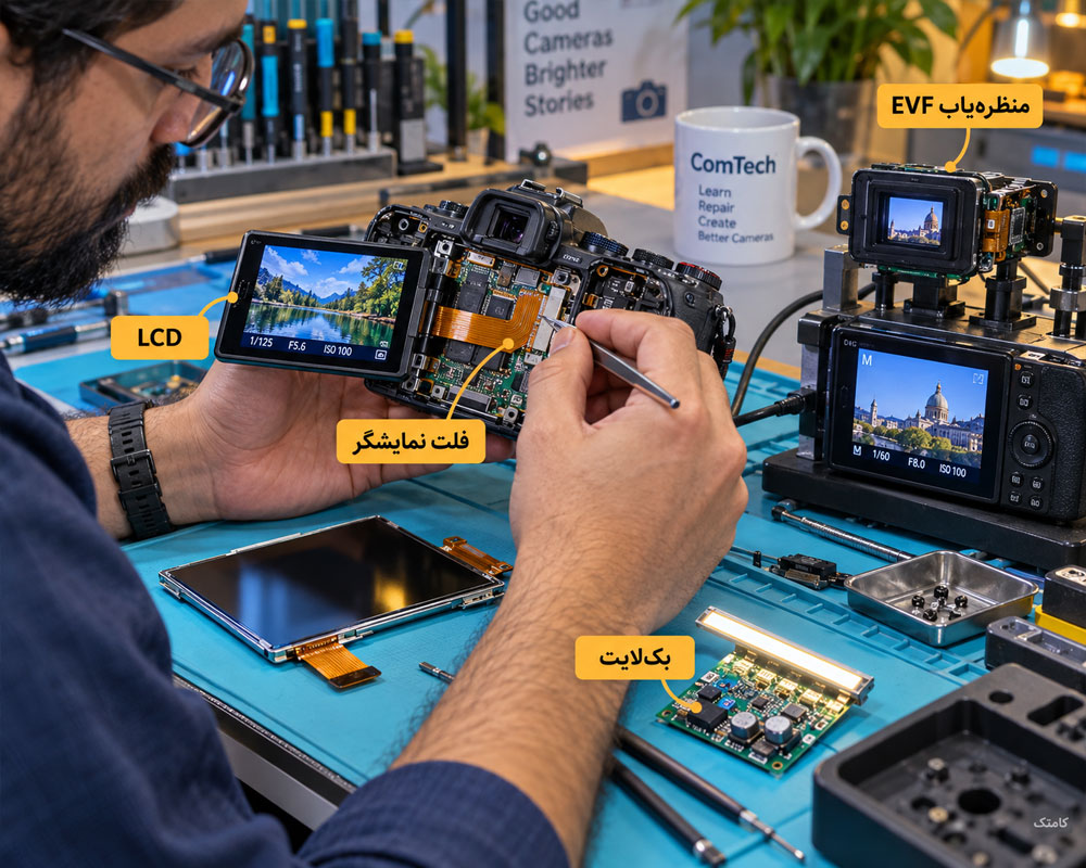 آموزش تعمیر LCD و منظره یاب دوربین دیجیتال