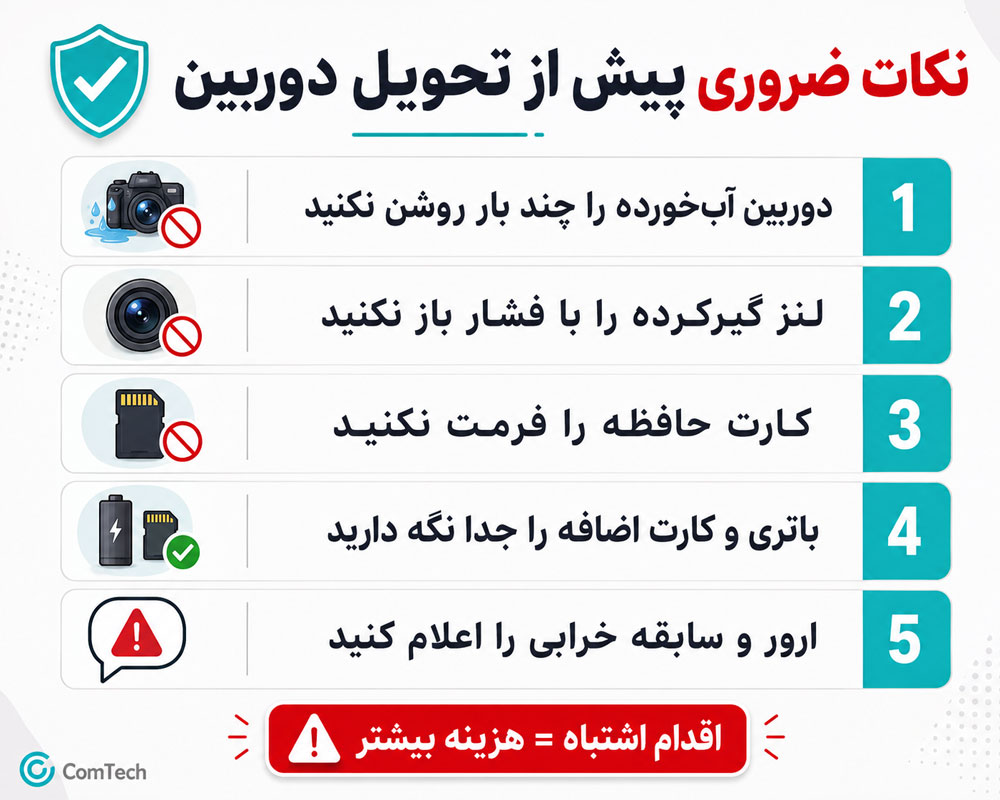 نکات ضروری پیش از تحویل دوربین