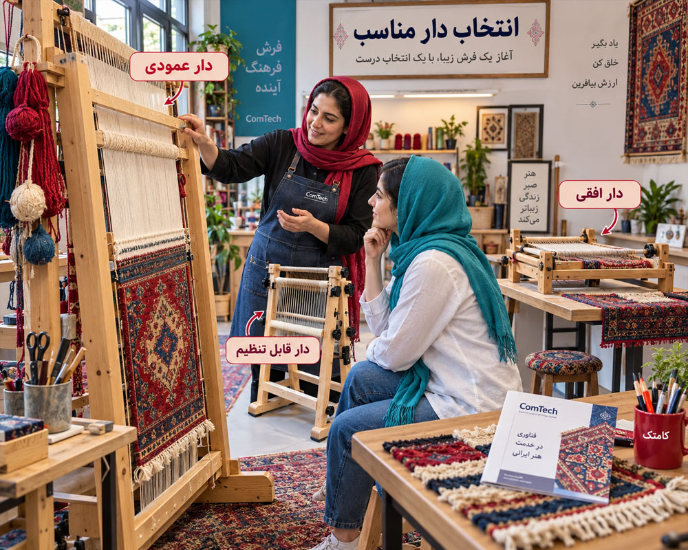 آموزش انتخاب و تنظیم دار مناسب قالی بافی