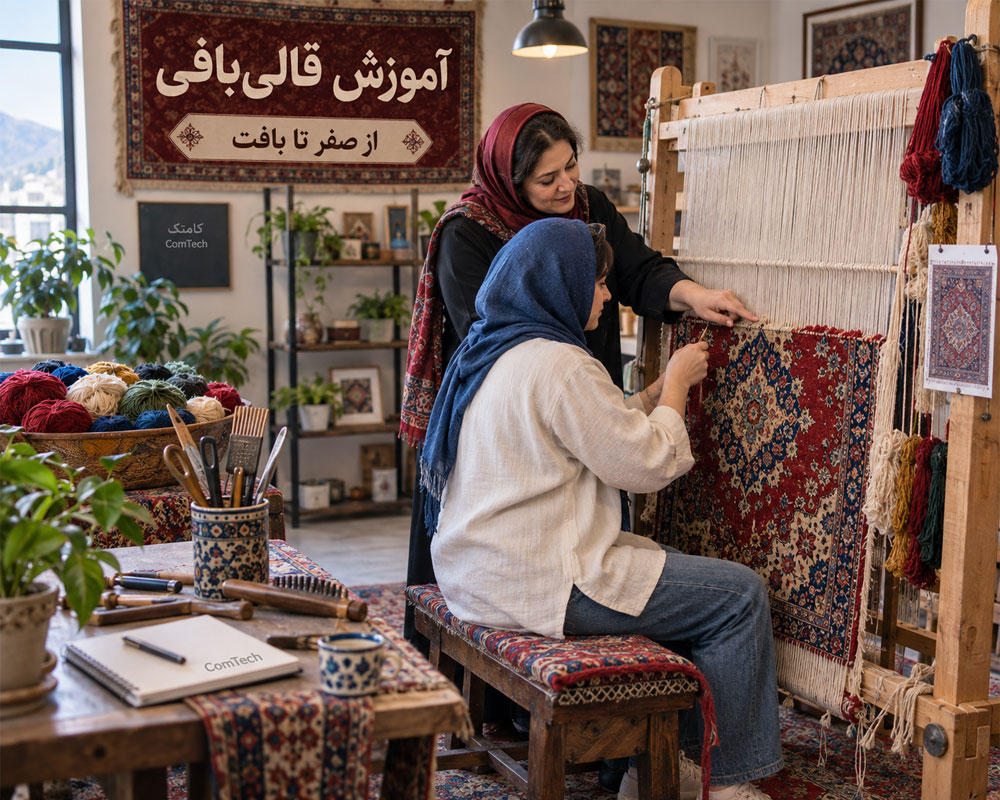 کلاس عملی آموزش قالیبافی از صفر تا بافت فرش دستباف