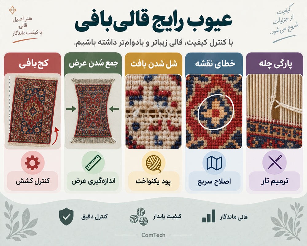 عیوب رایج قالی بافی و روش کنترل کیفیت فرش