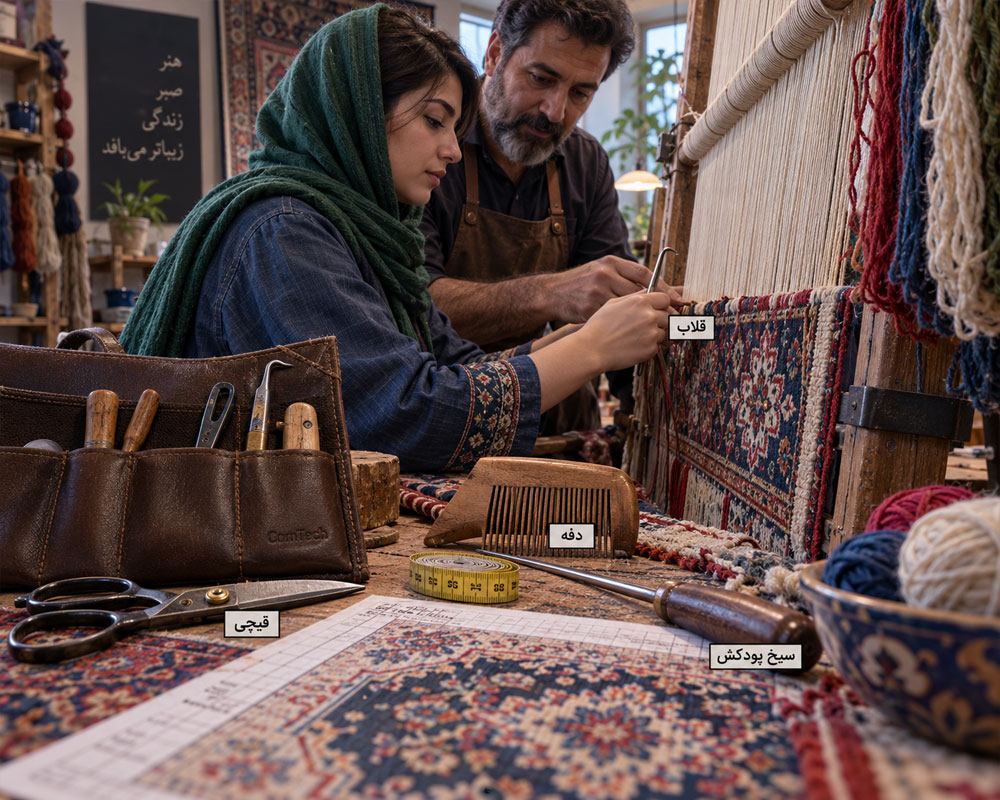 ابزارهای لازم برای شروع آموزش قالی بافی