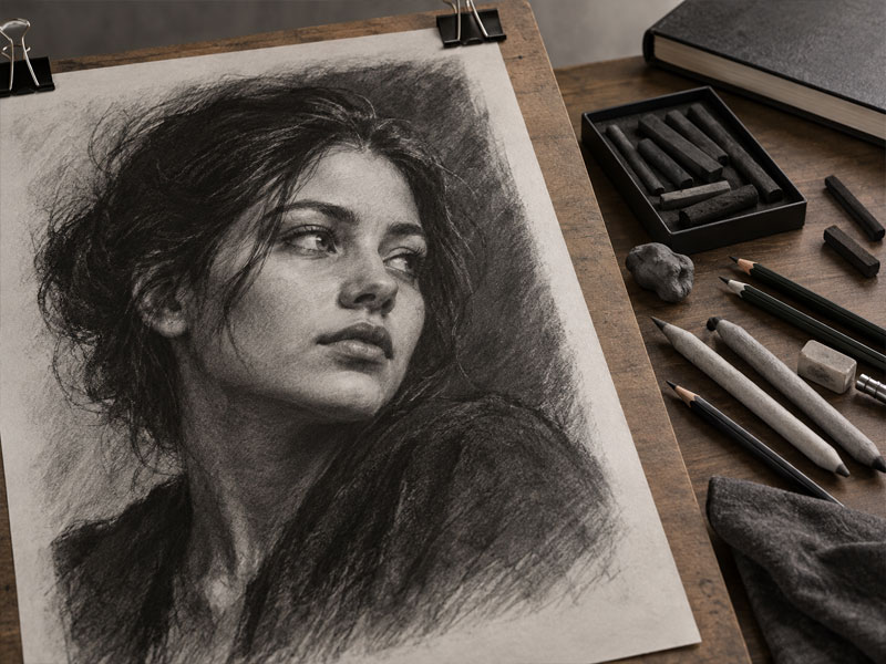 کلاس آموزش سیاه قلم و طراحی پرتره