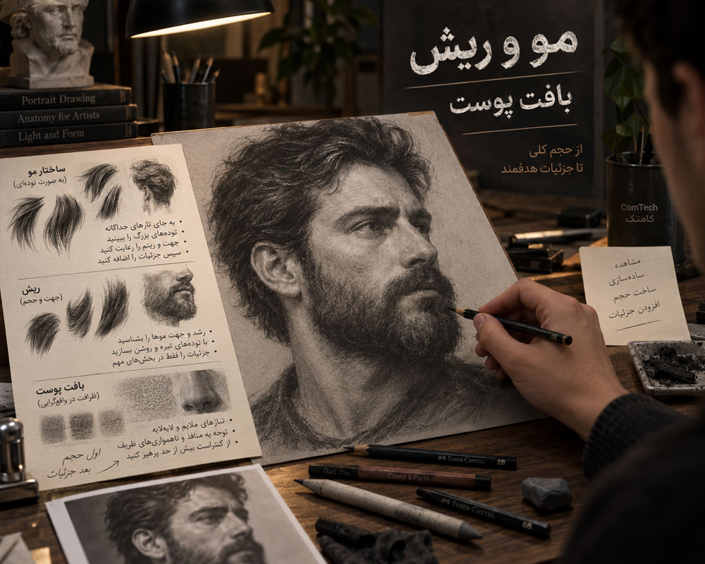 آموزش پرتره با ذغال
