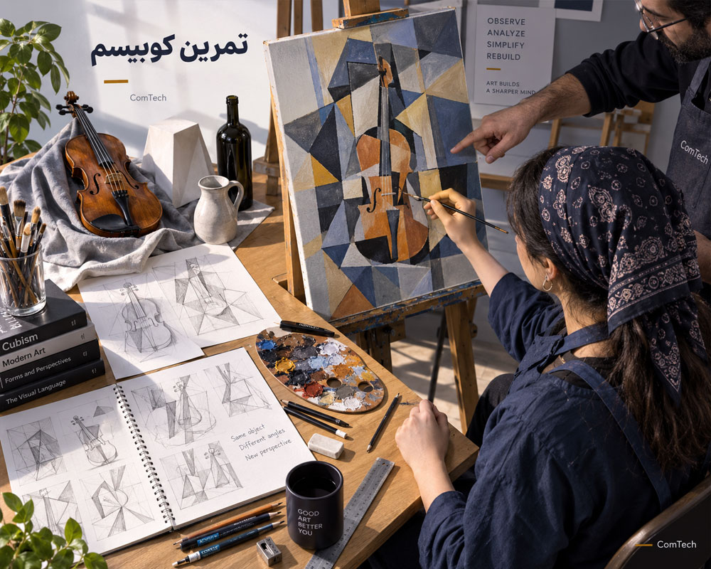 تمرین نقاشی کوبیسم مدرن