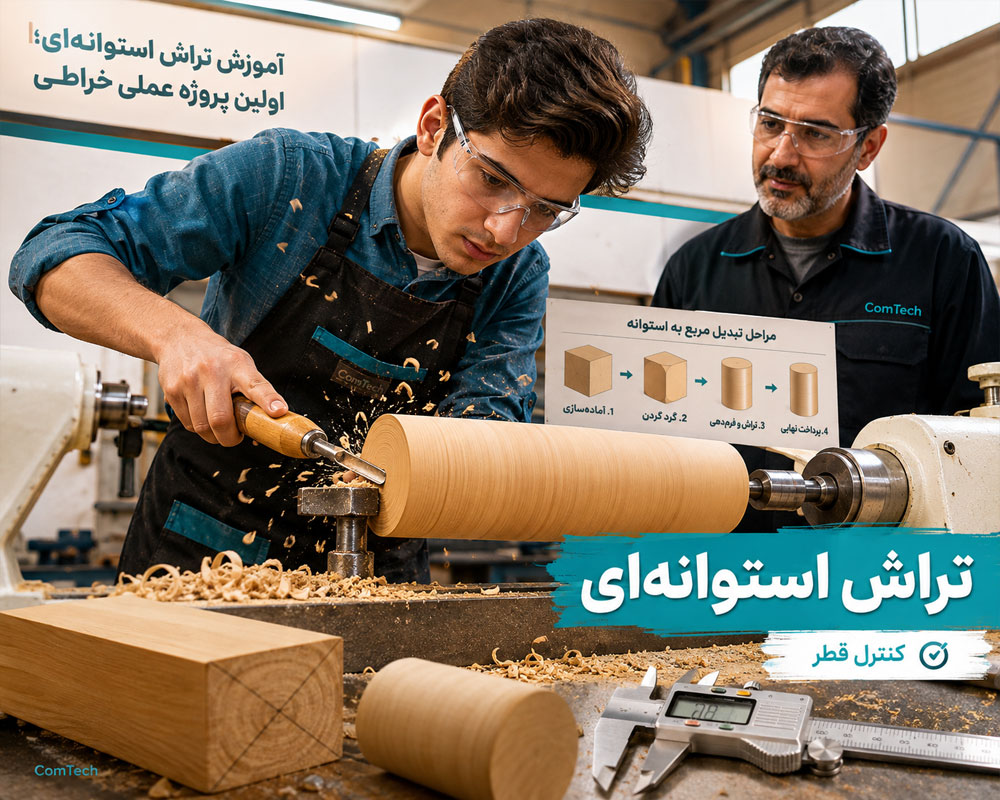 آموزش تراش استوانه ای چوب