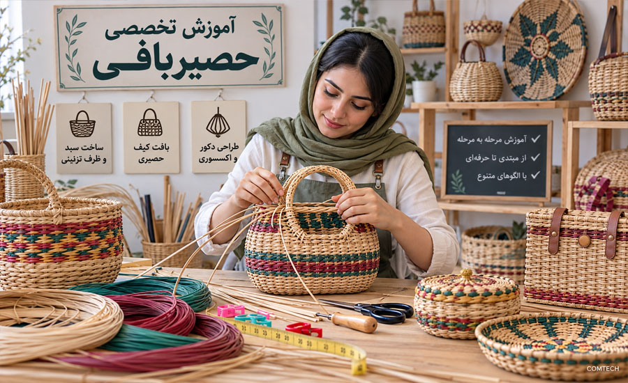 آموزش بافت سبد و محصولات دکوری حصیری