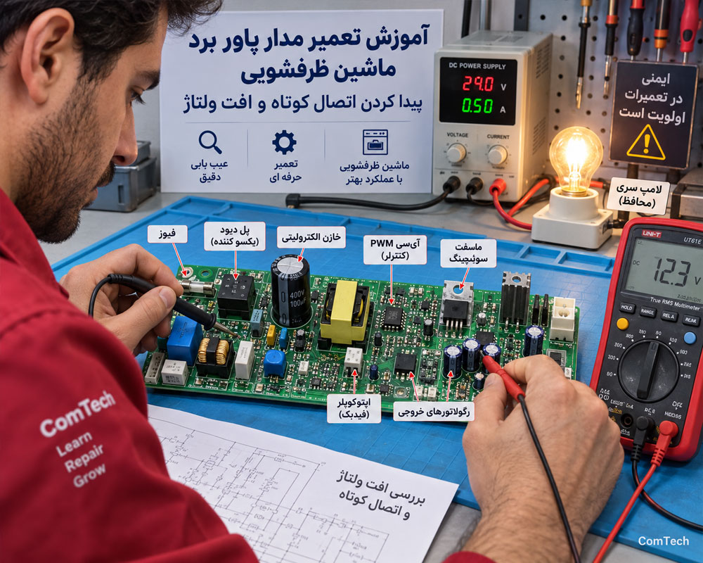 عیبیابی مدار پاور ماشین ظرفشویی