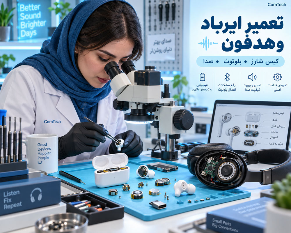 آموزش تعمیر هدفون هندزفری بلوتوثی ایرباد و کیس شارژ
