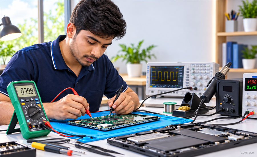آموزش عملی تعمیر برد الکترونیکی در کارگاه تخصصی