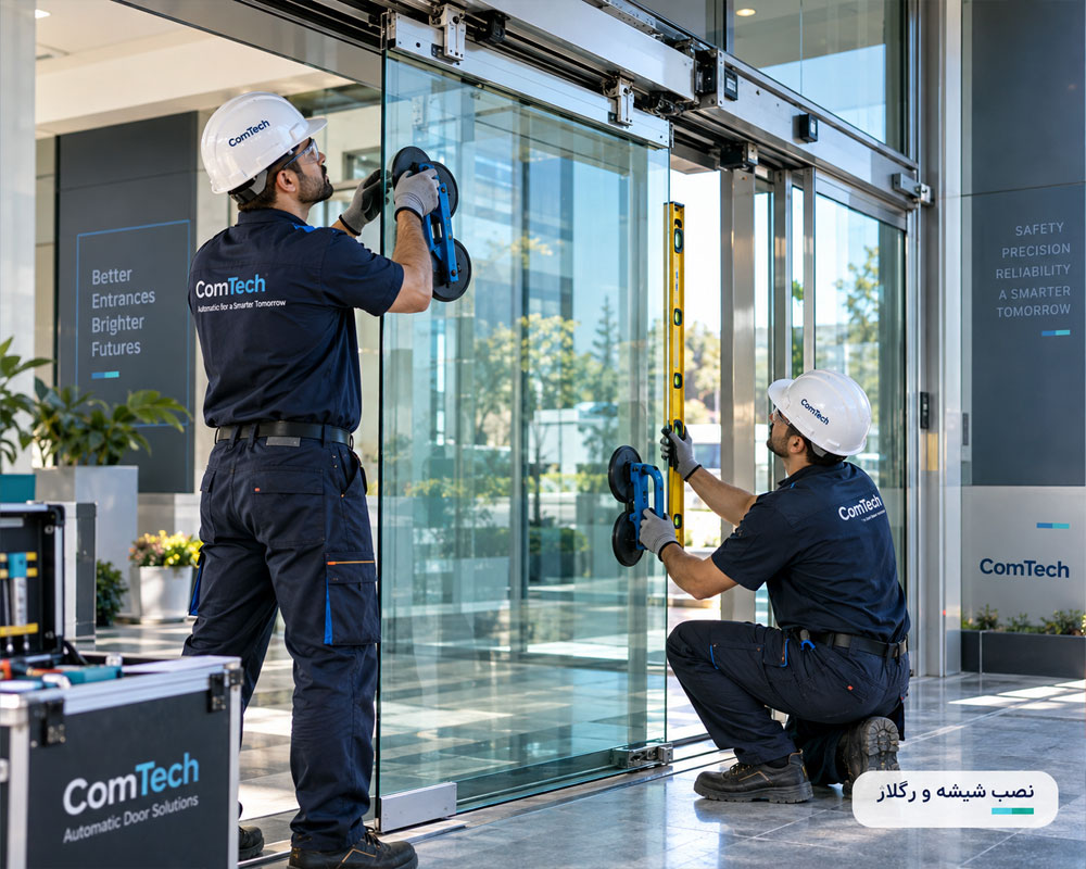 رگلاژ درب اتوماتیک شیشهای