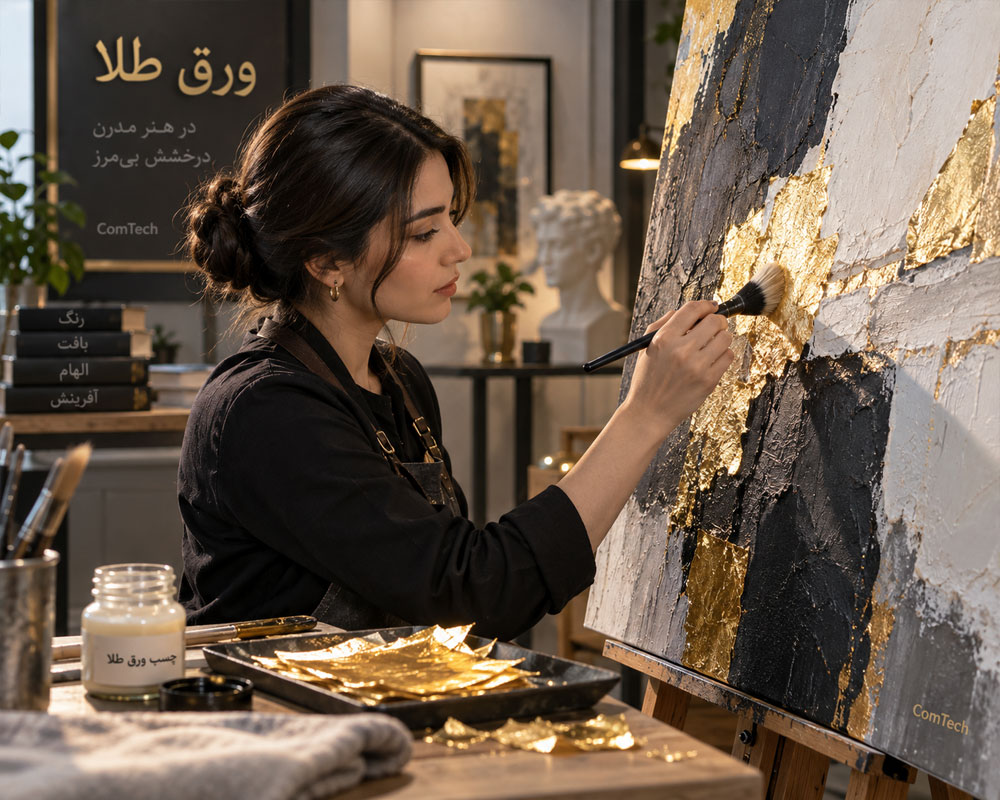 آموزش ورق طلا نقاشی