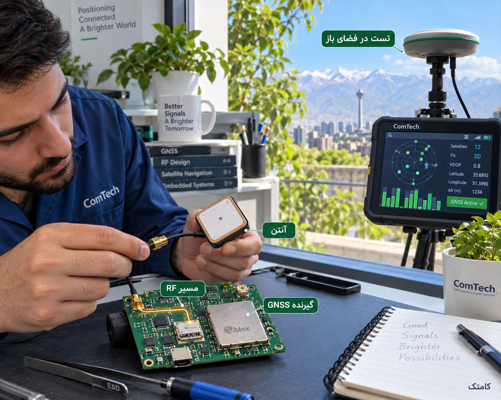 تست آنتن مسیر RF و گیرنده GNSS دستگاه GPS