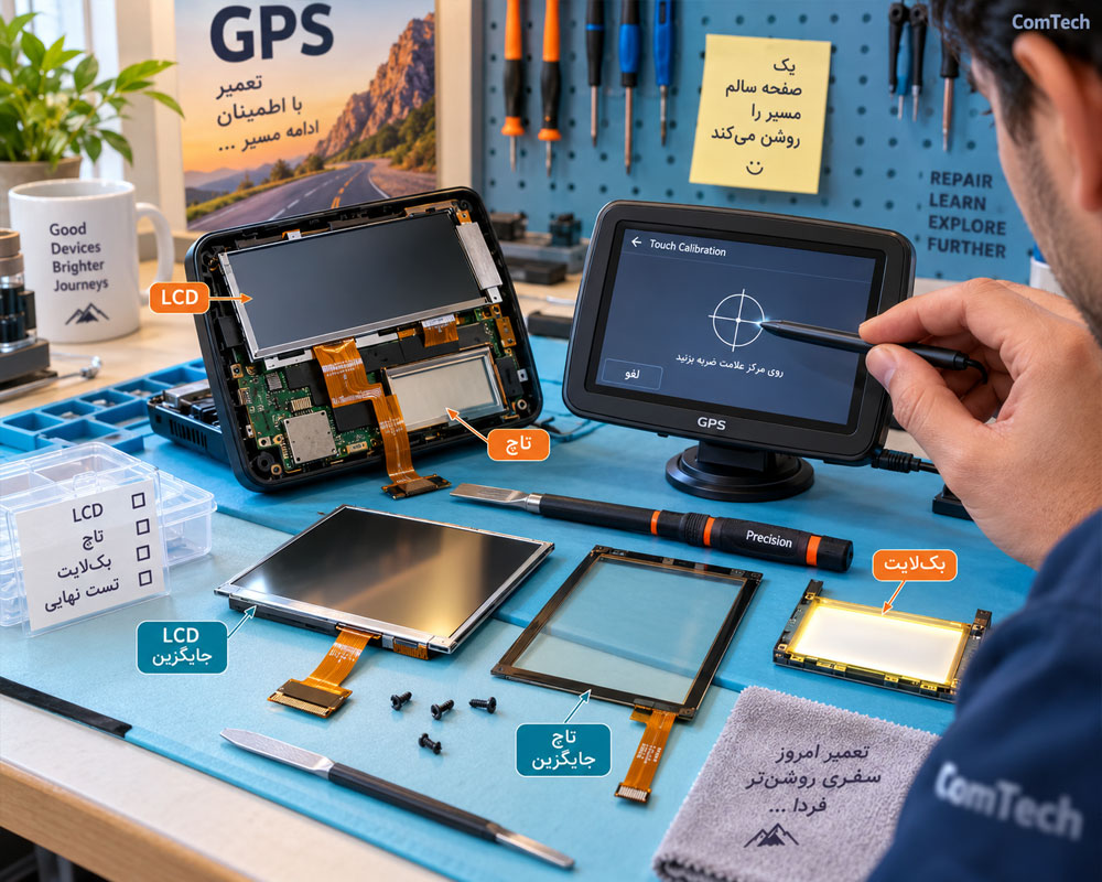 آموزش تعمیر LCD تاچ و بک لایت دستگاه GPS