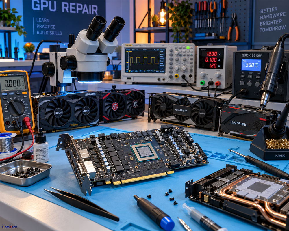 کلاس عملی آموزش تعمیرات کارت گرافیک و GPU
