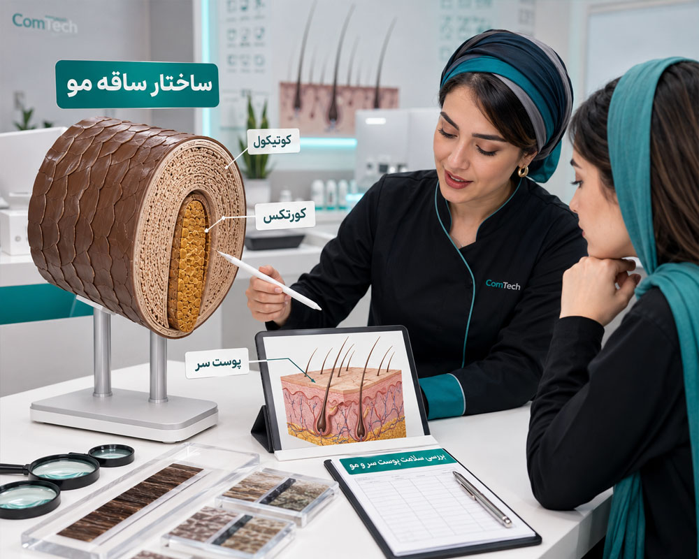 آموزش آناتومی ساقه مو و شناخت پوست سر برای آرایشگران