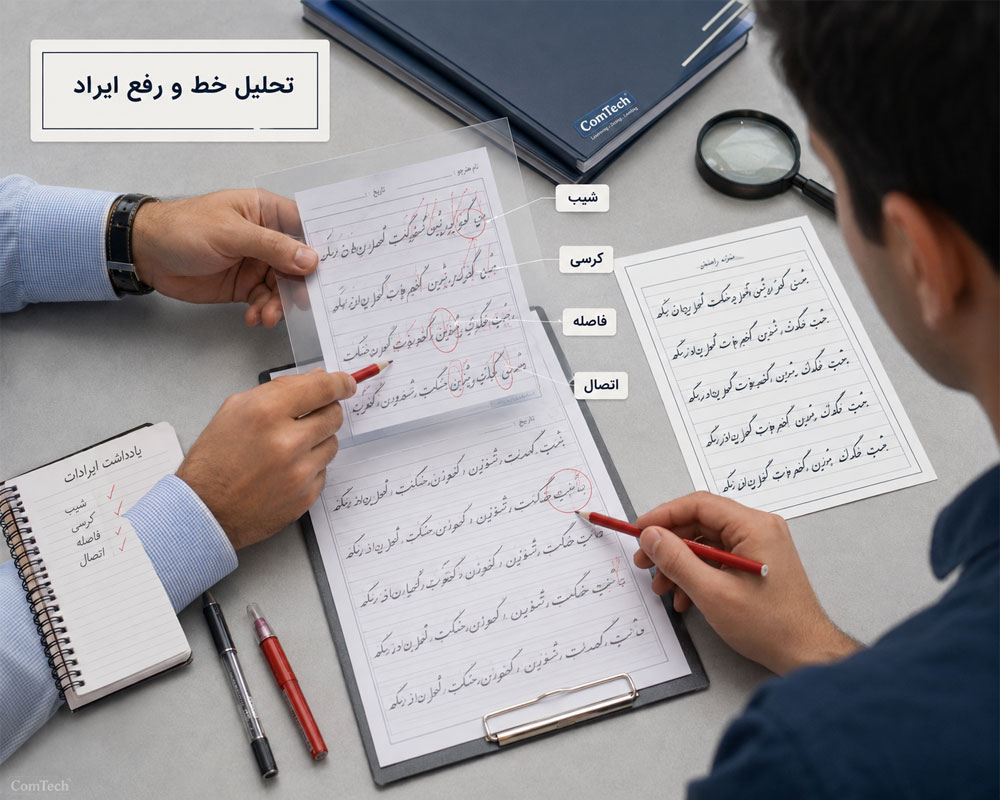 آموزش تحلیل خط و پیدا کردن ایرادهای خوشنویسی