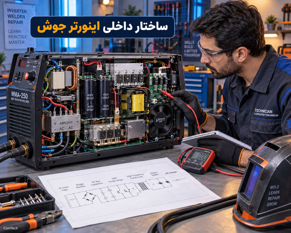 ساختار داخلی دستگاه جوش اینورتر و مسیر توان