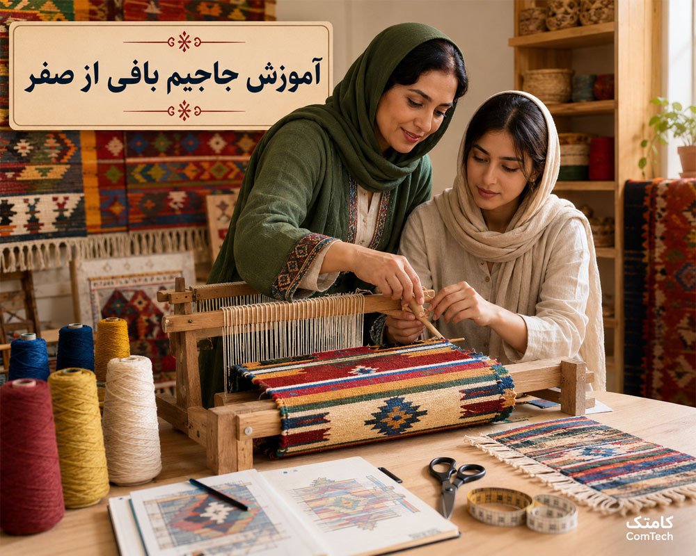 آموزش جاجیمبافی از صفر تا بافت محصول کامل در کلاس کامتک