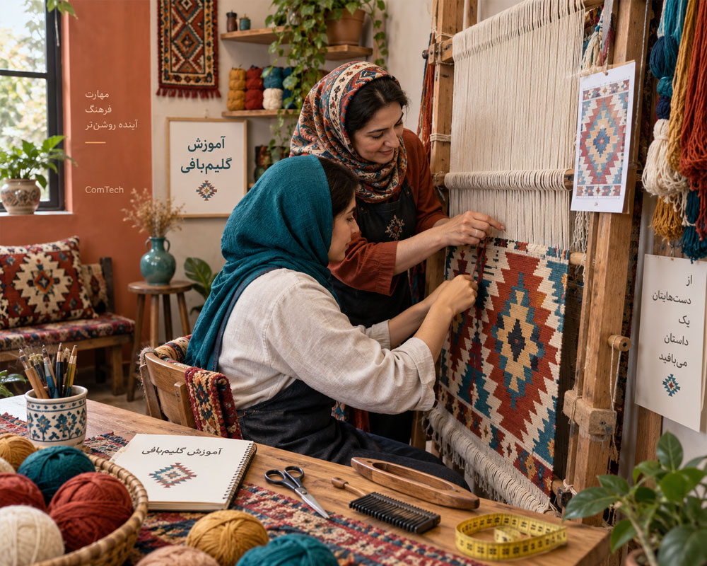 کلاس عملی آموزش گلیم بافی از صفر