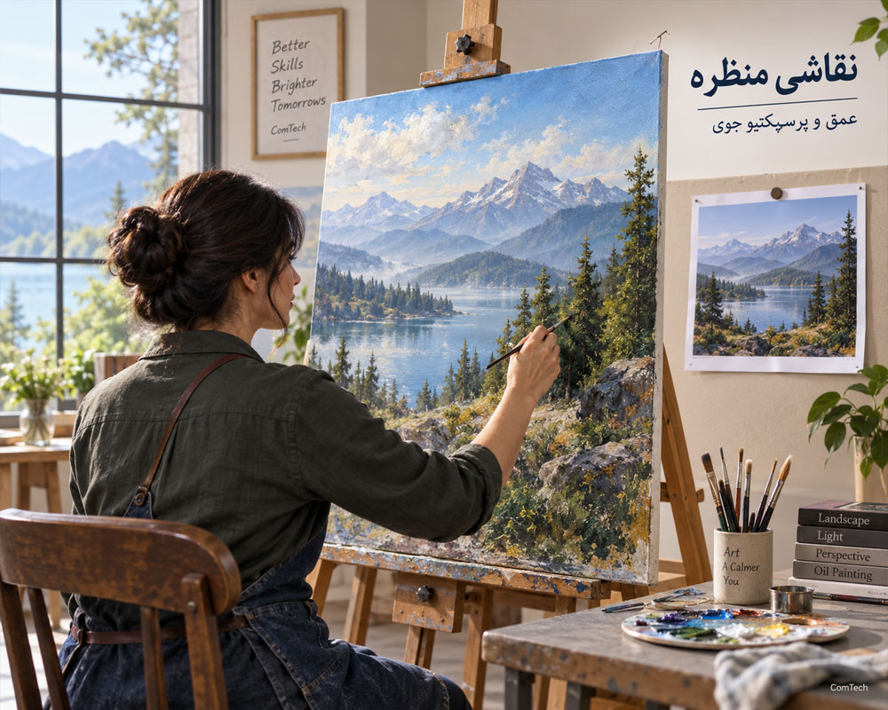 آموزش نقاشی منظره رنگ روغن