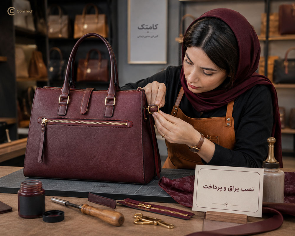 یراقآلات کیف چرمی و تمرین نصب قفل و پرچ