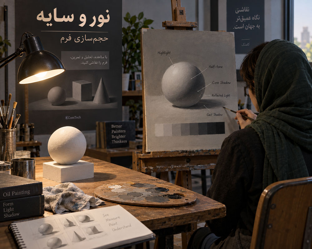 آموزش نور و سایه رنگ روغن