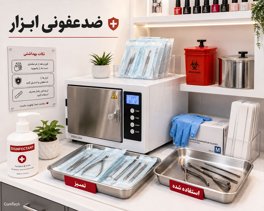 ضدعفونی ابزار کاشت ناخن ضدعفونی ابزار کاشت ناخن