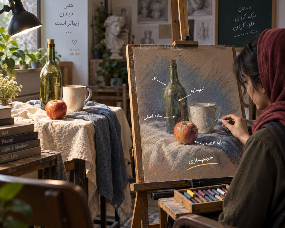 آموزش نور و سایه پاستل