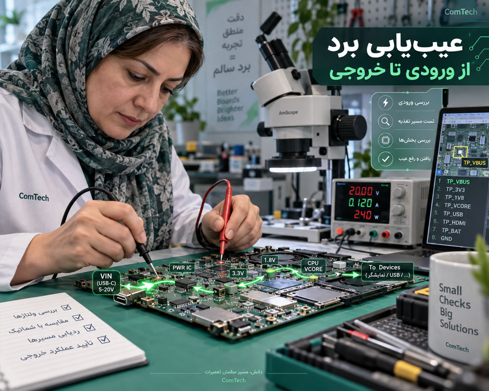 روش اصولی عیبیابی برد گجت از ورودی برق تا خروجی