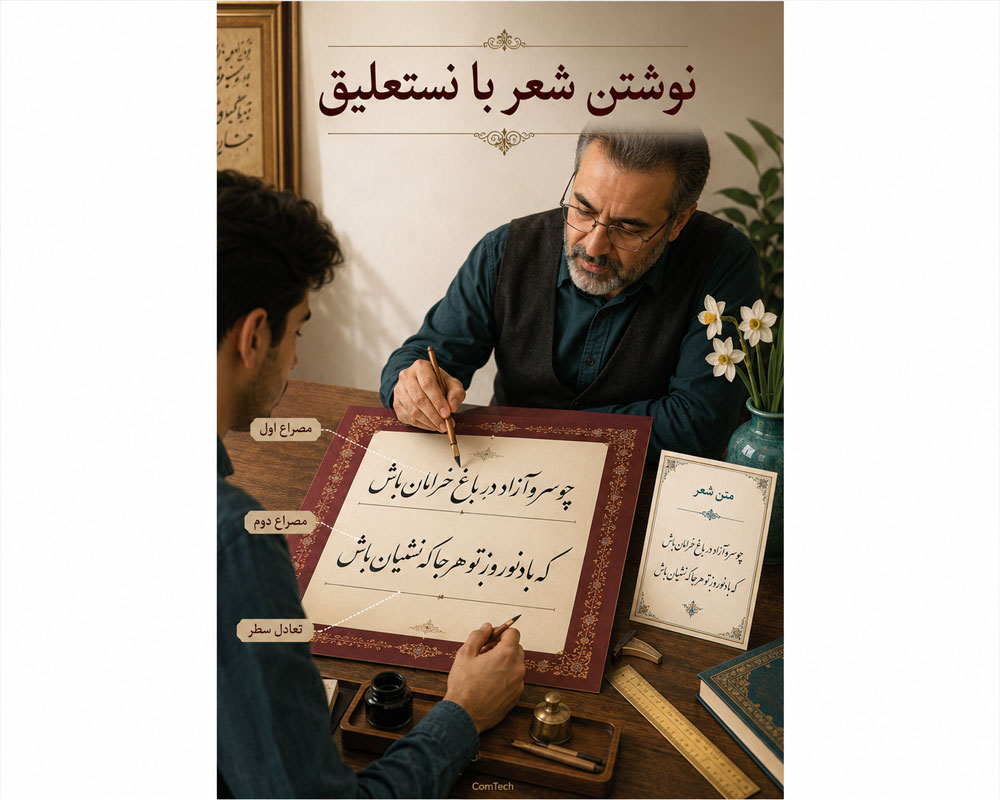 آموزش نوشتن شعر و بیت با خط نستعلیق