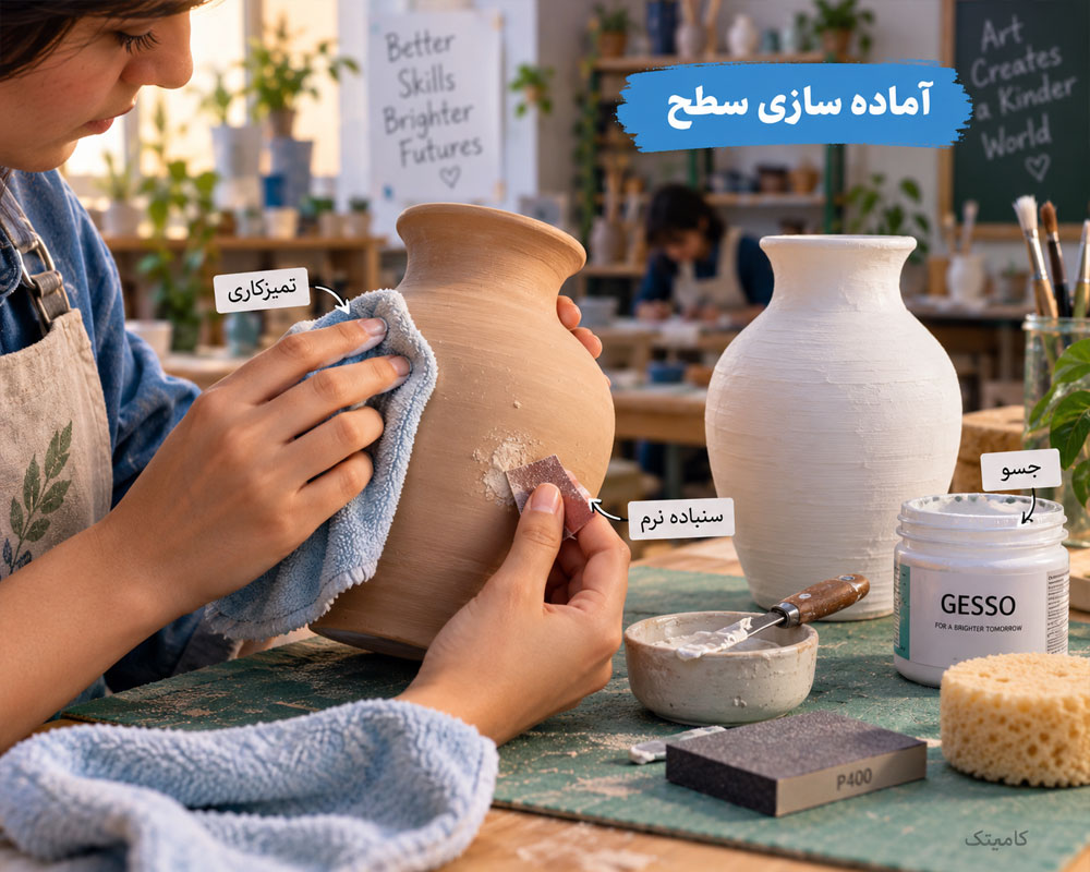 آماده سازی سطح سفال