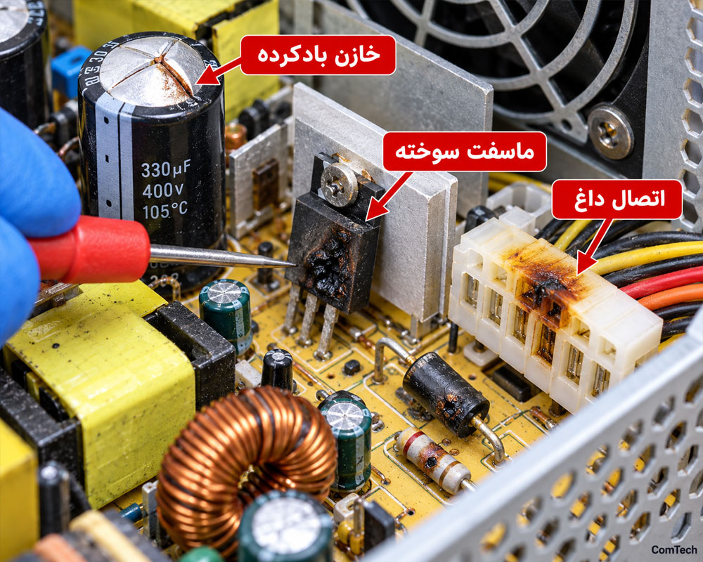 تشخیص خرابی قطعات روی برد پاور کامپیوتر