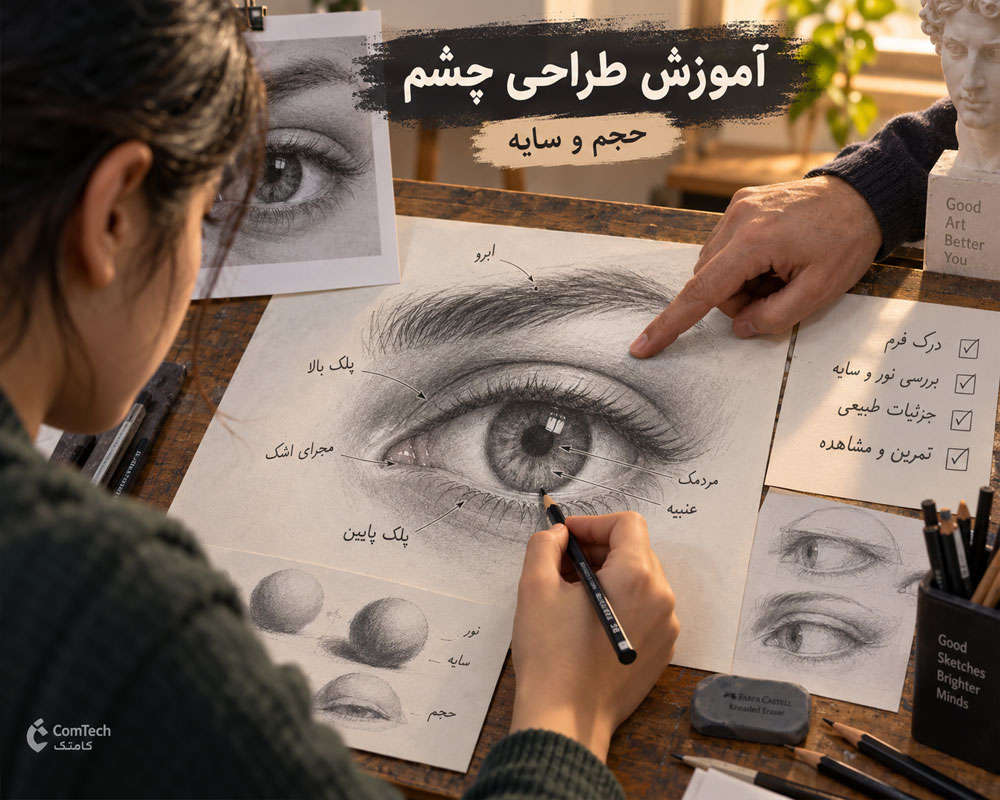 آموزش طراحی چشم واقعی