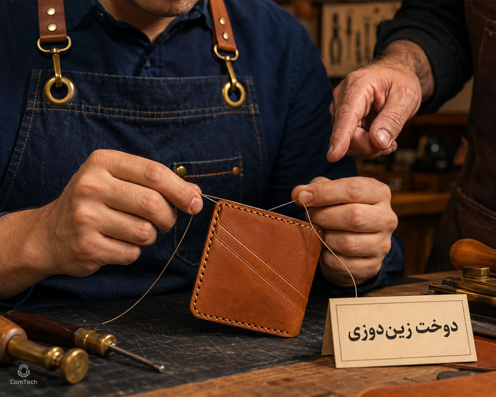 تمرین دوخت دستی چرم به روش زیندوزی یا Saddle Stitch