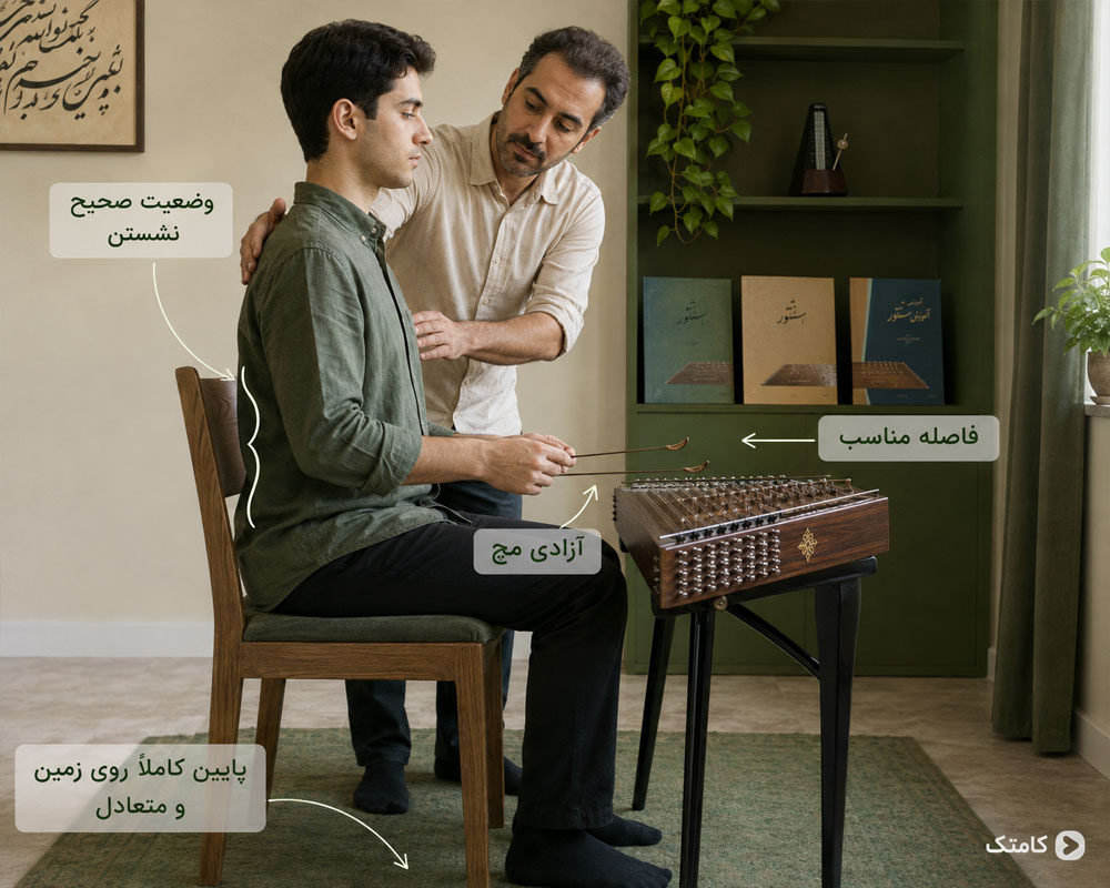 آموزش نشستن صحیح سنتور
