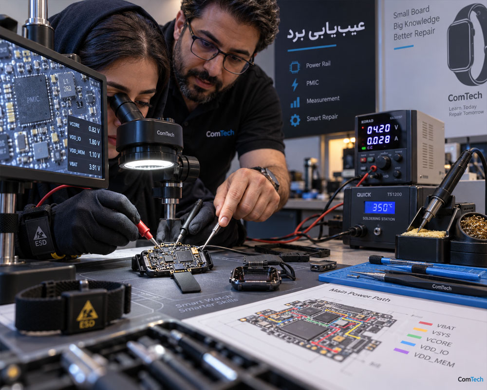 عیبیابی برد ساعت هوشمند