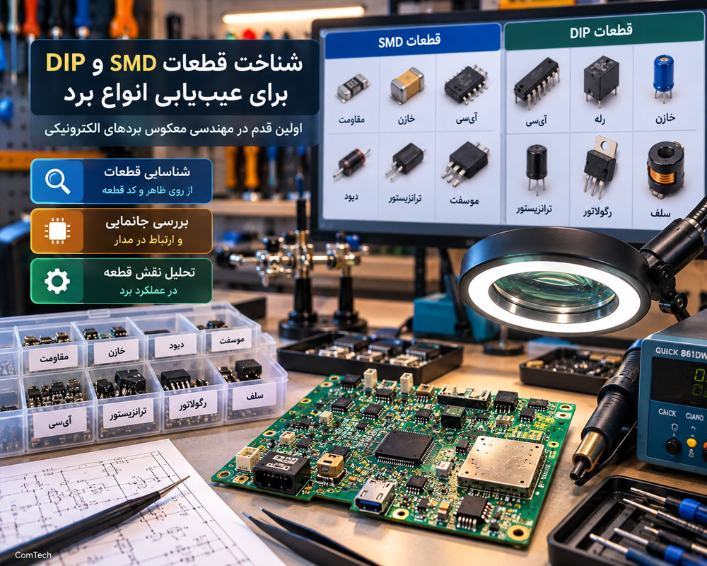 آموزش تست قطعات SMD و DIP روی برد الکترونیکی